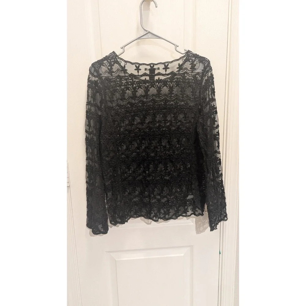 Women's Forever 21 Lace Long Sleeve Black Large‎ - Picture 4 of 5